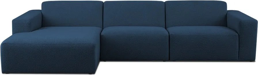Тъмносин ъглов диван от букле (ляв ъгъл) Roxy – Scandic