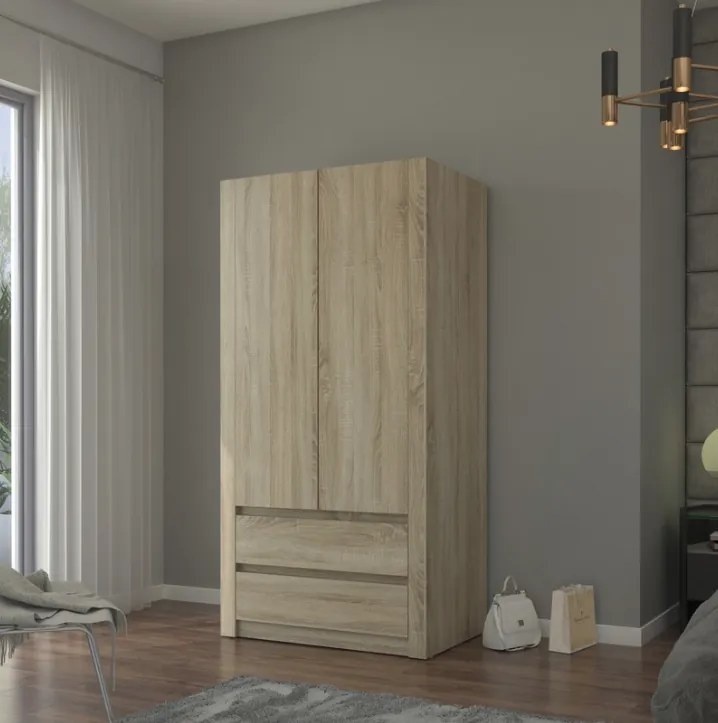 Модерен гардероб с две врати MODERN B20 180 x 90 x 55 cm - различни цветови варианти sonoma mix biela