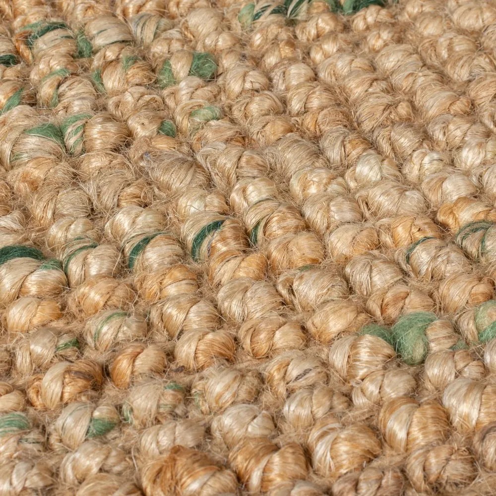 Зелено-естествен двустранен ръчно изработен ютен килим 200x290 cm Jute Boucle Green – Flair Rugs