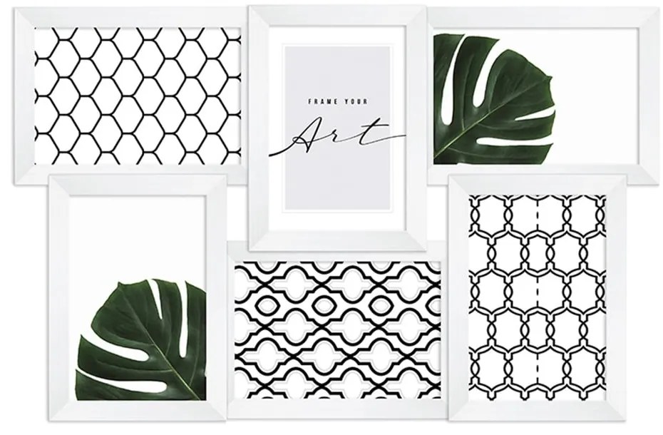 Бяла пластмасова рамка за стена 48x32 cm