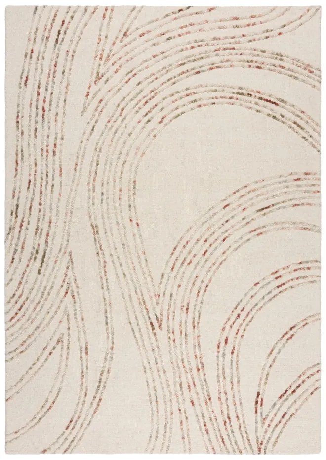 Оранжев/кремав вълнен килим 120x170 cm Abstract Swirl – Flair Rugs