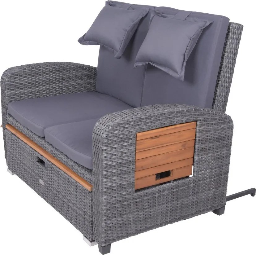 Сив градински диван от изкуствен ратан Bari – Garden Pleasure