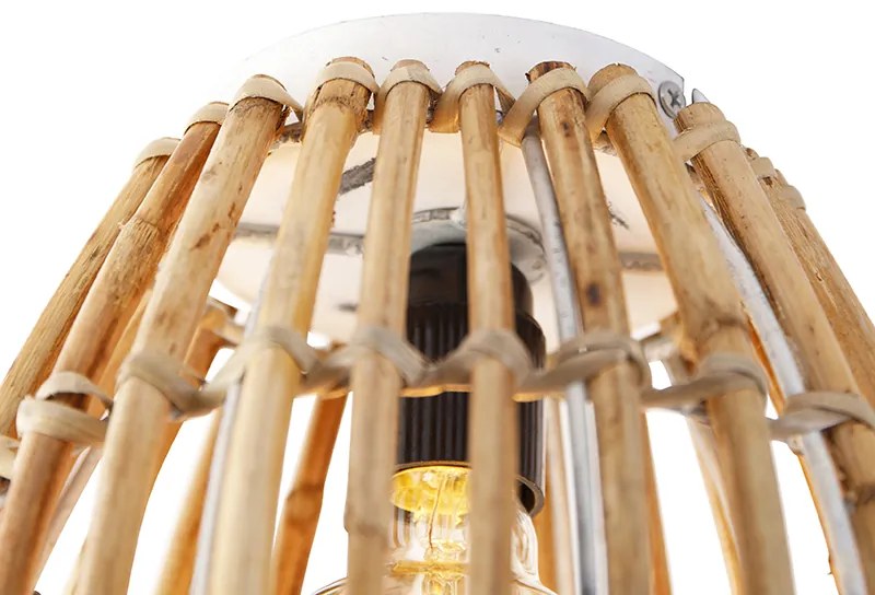Ръстична таванна лампа бамбук и бяла - Canna Capsule
