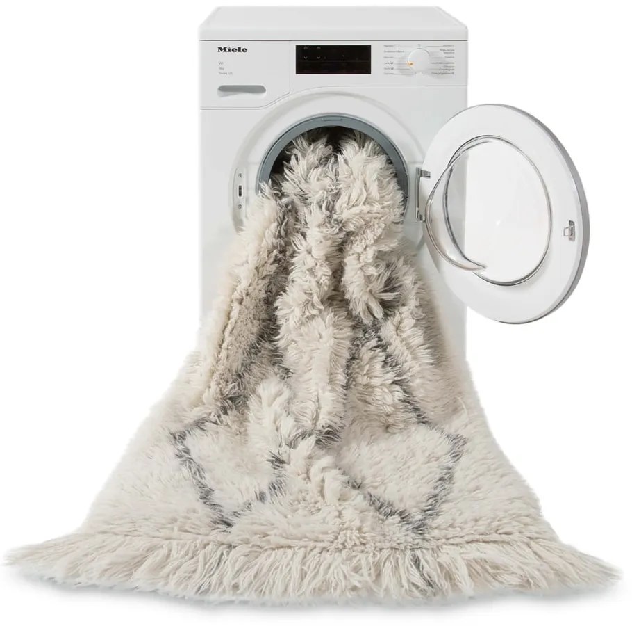 Кремав ръчно изработен вълнен килим подходящ за пране 80x140 cm Berber Soul – Lorena Canals