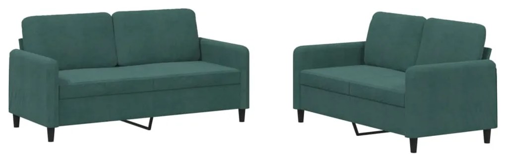 3201976 vidaXL Комплект дивани от 2 части, тъмнозелен, кадифе
