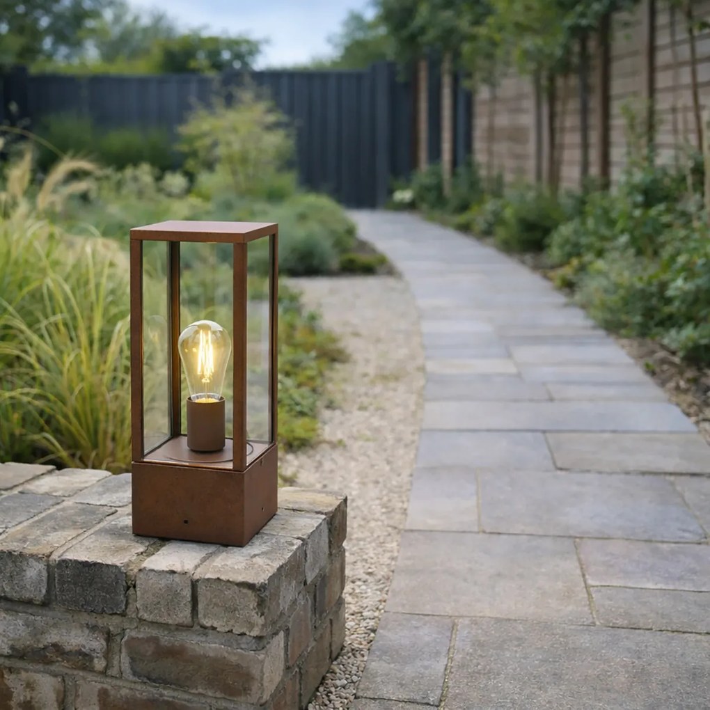 Индустриална външна подова лампа ръждяво кафява 40 cm IP44 - Charlois