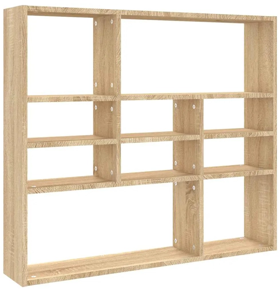 802942 vidaXL Стенен рафт, дъб сонома, 90x16x78 см, инженерно дърво