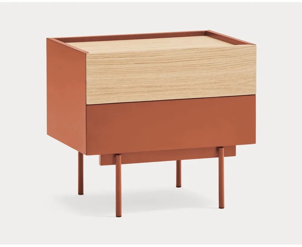 Нощно шкафче в тухлено естествен цвят в дъбов декор Otto - Teulat