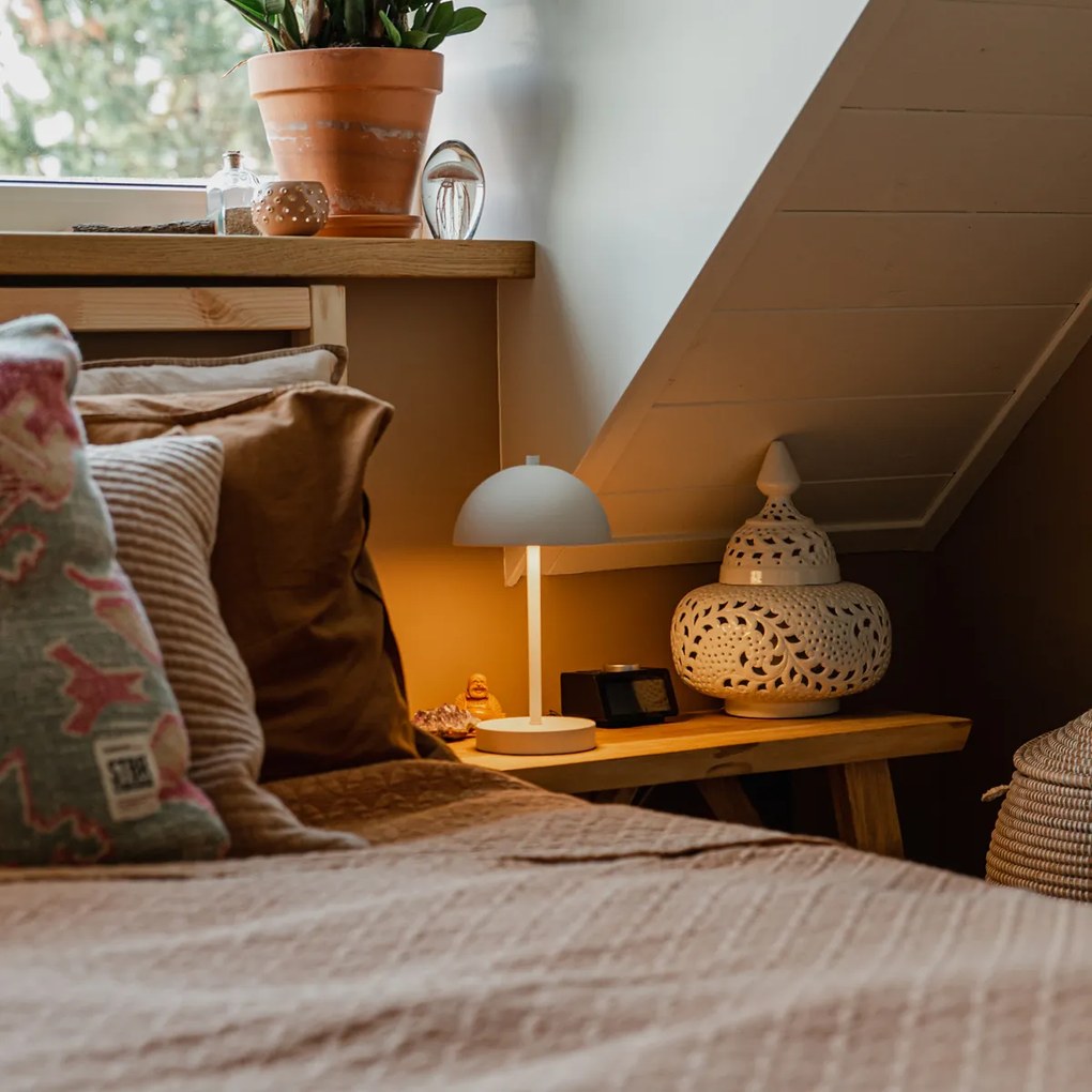 Комплект от 2 настолни лампи за градина гъби бял цвят акумулаторни - Keira