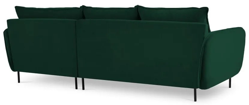 Тъмнозелен ъглов диван от кадифе (десен ъгъл) Vienna - Cosmopolitan Design