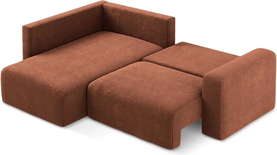 Теракотен шенилов сгъваем/с място за съхранение ъглов диван (ляв ъгъл/L форма) Kona – Makamii