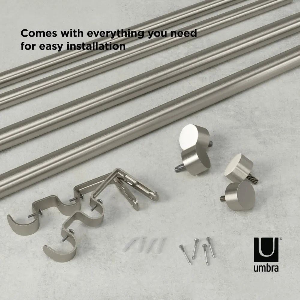 Разтегателен двоен корниз от неръждаема стомана 168 - 305 cm Cappa - Umbra