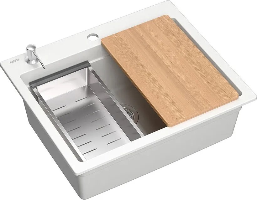 гранитна мивка KURT 110 WORKSTATION White