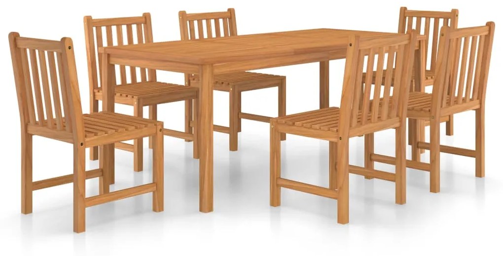 3059941 vidaXL Градински комплект за хранене, 7 части, 180x90 см, масивно тиково дърво