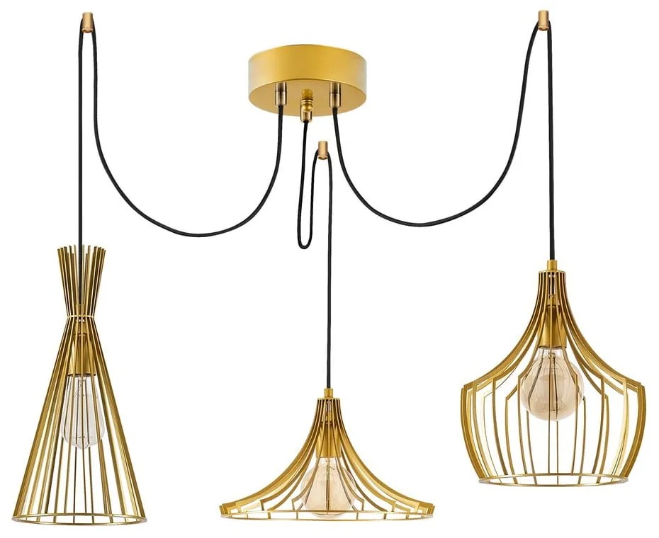 Висящо осветително тяло в златист цвят с метален абажур Mezopotamya – Opviq lights