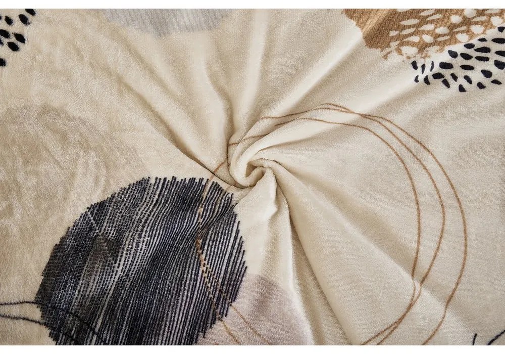 Светлокафяво единично спално бельо от микроплюш 140x200 cm Circles – My House