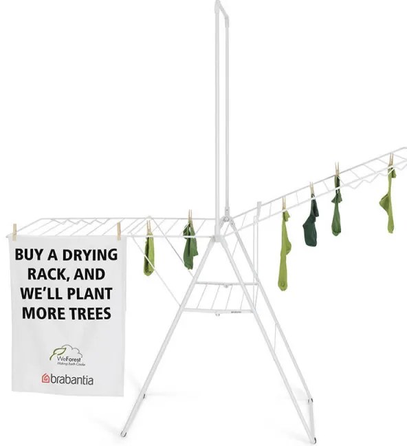 Сушилник за дрехи Brabantia Hangon 1004170, 25 м, 8 закачалки, Заключване за деца, Допълнителен прът, Бял