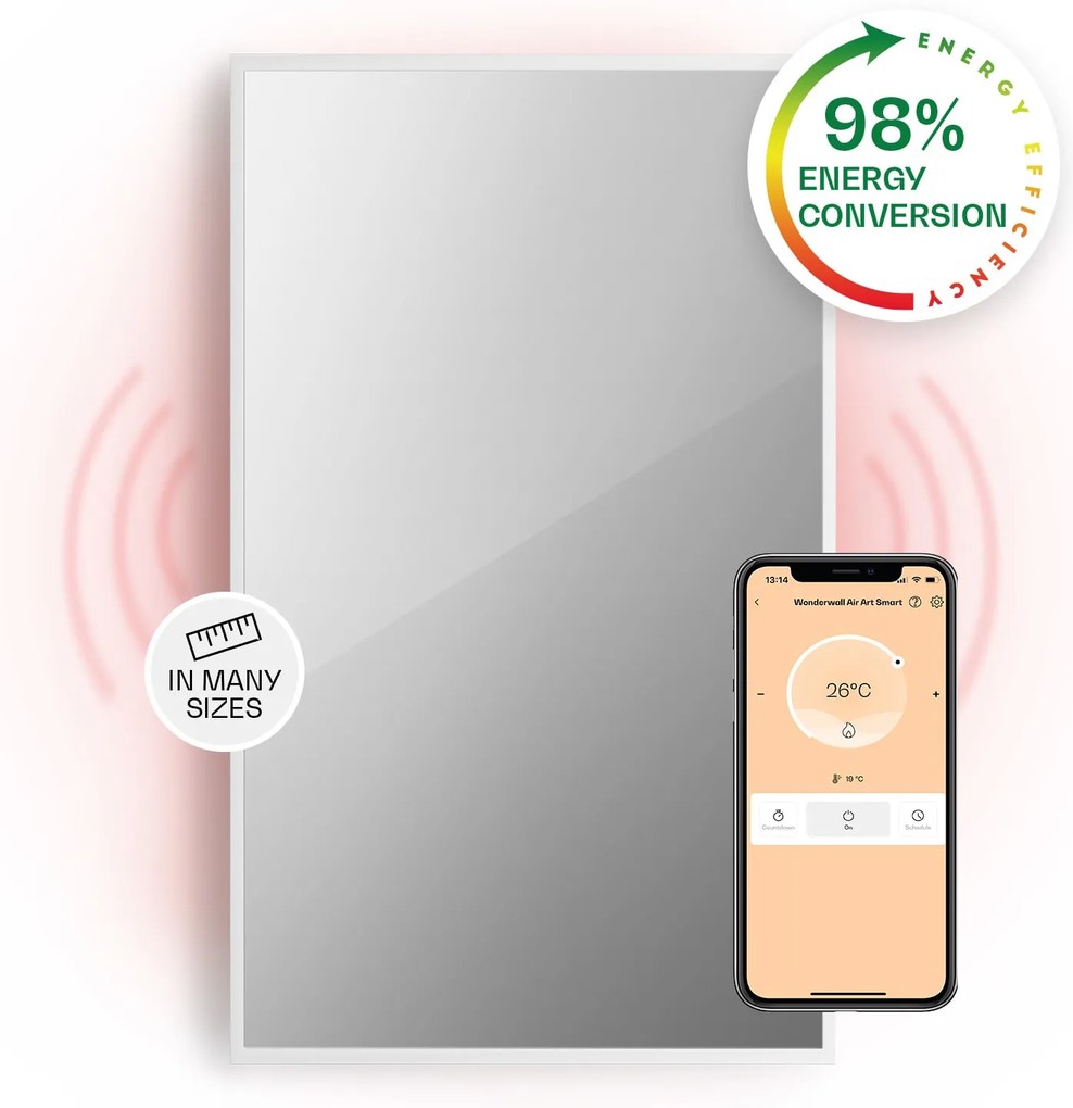 Klarstein La Palma 1000 smart, отоплител, 2 in 1, инфрачервен, 120x60 см, 1000W, Огледална предна част
