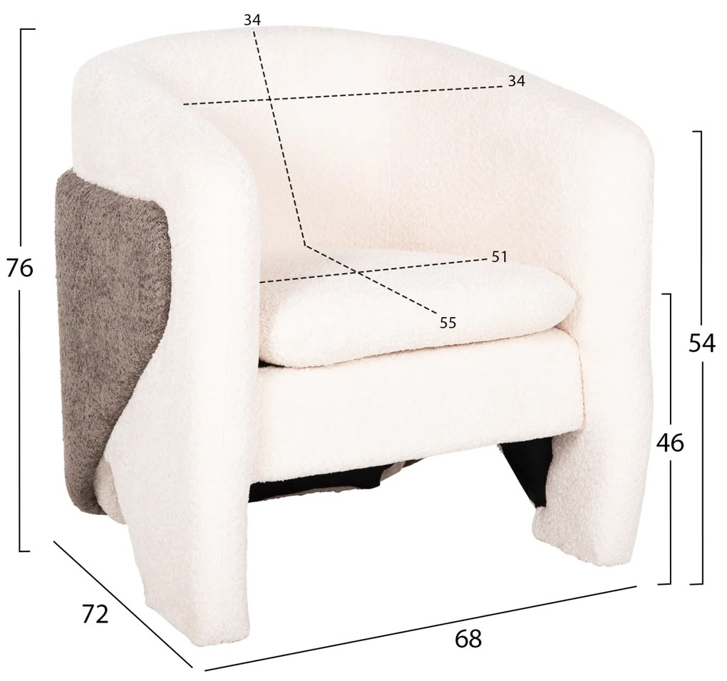 Кресло Допер букле HM9590.06 цвят сив-бял