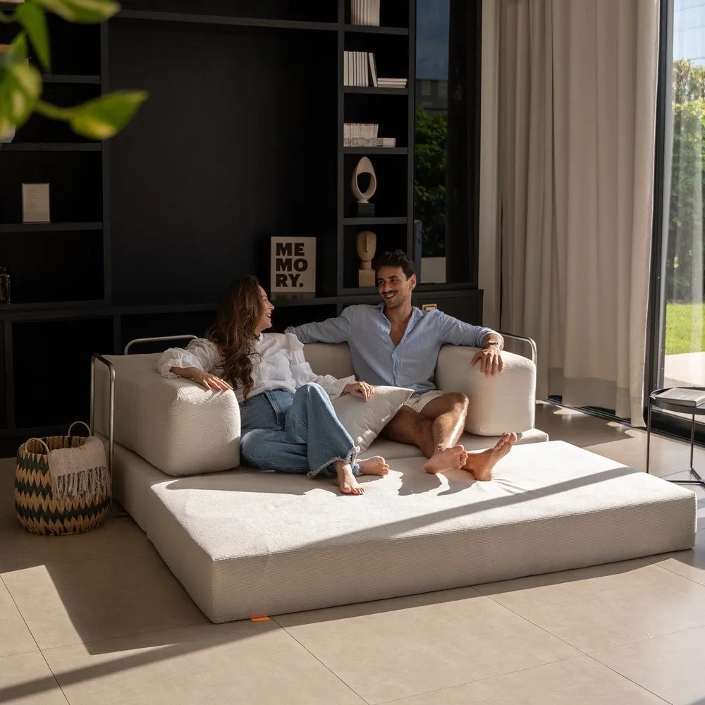 Бежов сгъваем диван от прежда с примки от букле 180 cm Bloom – TemaHome