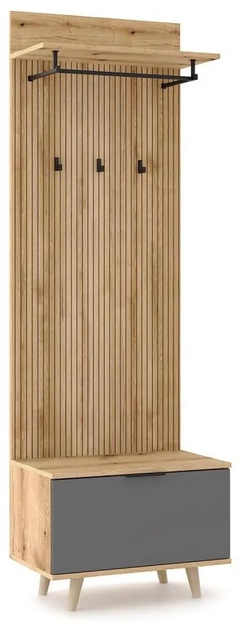 Стенна секция за антре KLEO кафяв/графит