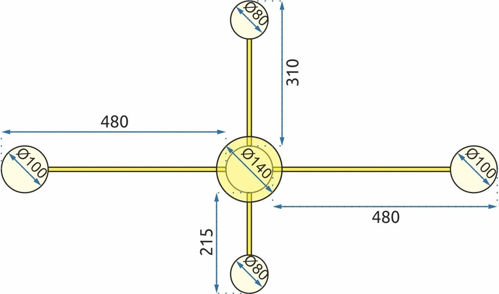 Плафон с 4 рамена GOLD LED APP520-4C