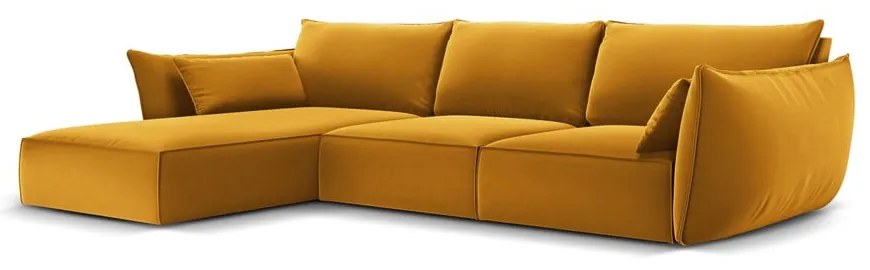 Кадифен ъглов диван в цвят горчица (ляв ъгъл) Vanda – Mazzini Sofas