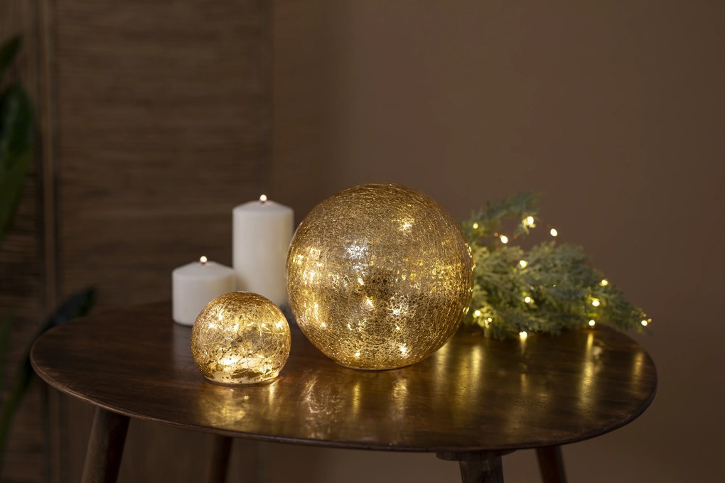 Коледна настолна лампа златиста 20см с LED - Lua