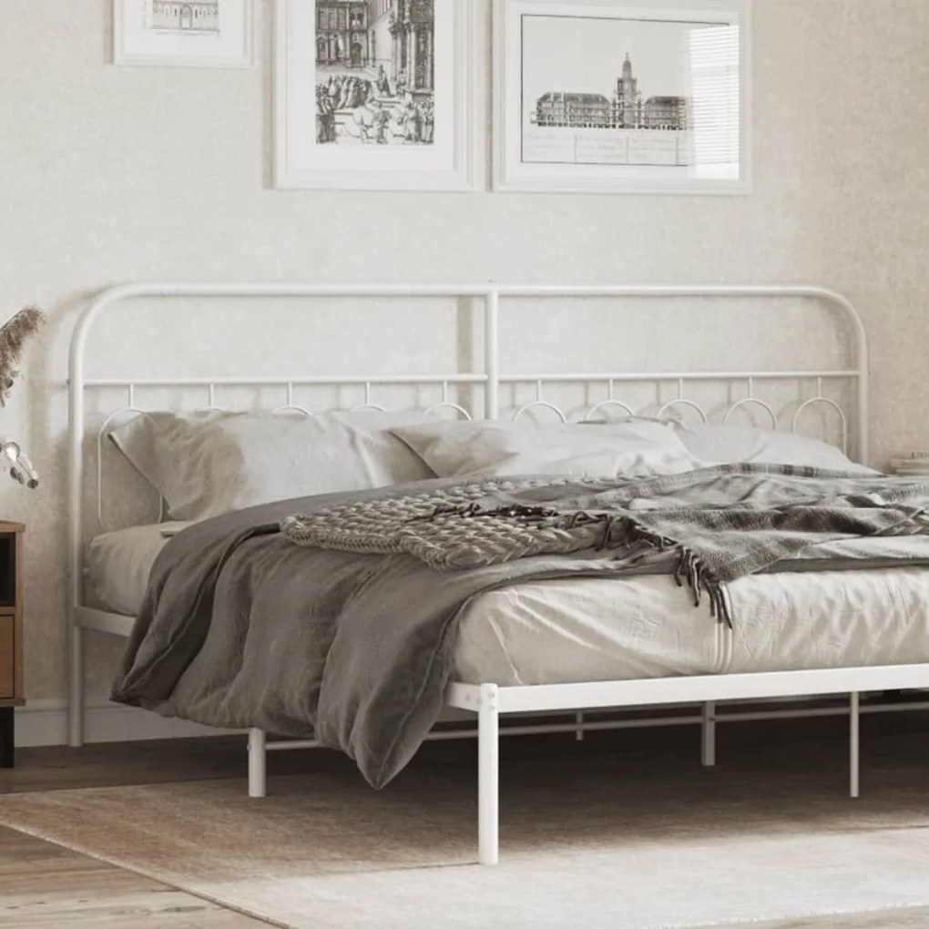 377204 vidaXL Метална резервна табла за легло, бяла, 200 см