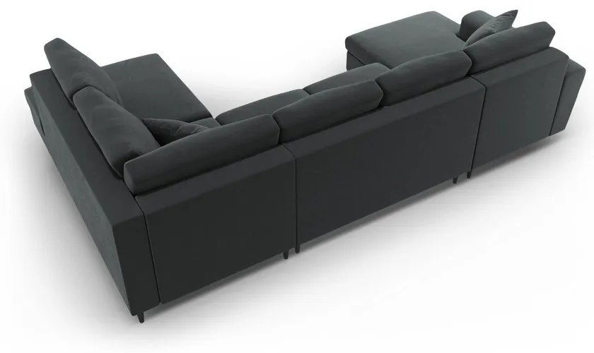 Тъмносив кадифен разтегателен ъглов диван с място за съхранение (десен ъгъл/U форма) Kyoto – Cosmopolitan Design