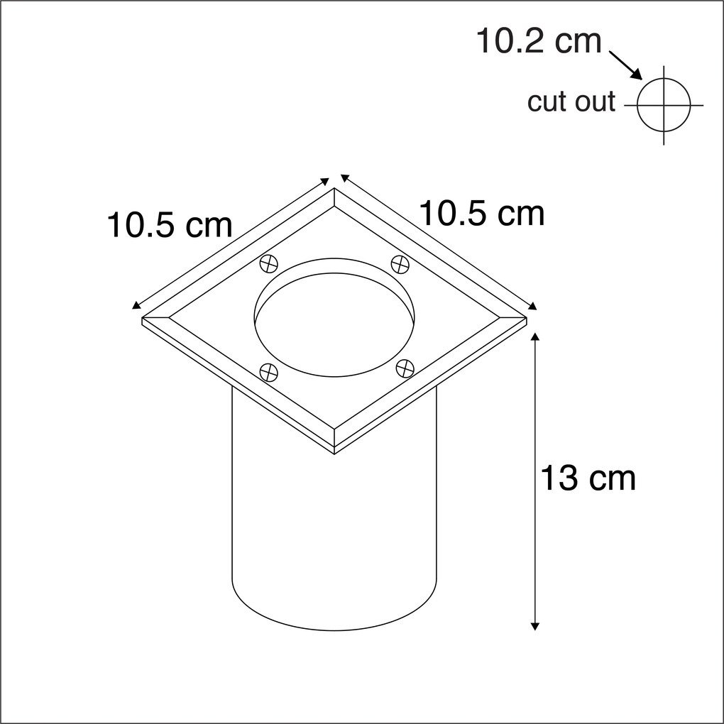 Комплект от 5 стоманени IP65 подови прожектора - Basic Square