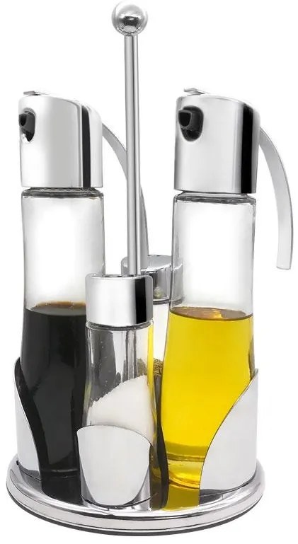 Horecano - Стъклен оливерник от 4 части на хромирана стойка SYDNEY 170мл + 40мл (490)