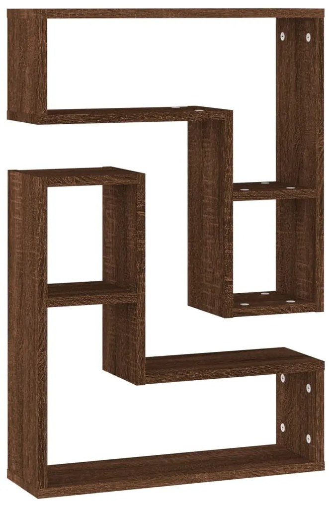 826643 vidaXL Стенни рафтове, 2 бр, кафяв дъб, 50x15x50 см, инженерно дърво