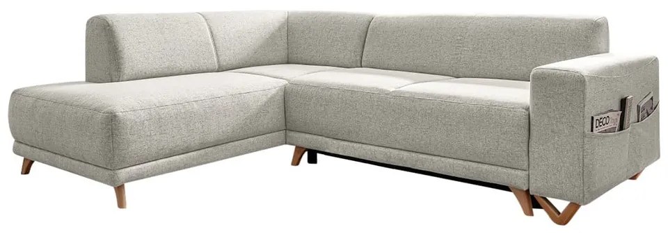 Бежов разтегателен/с място за съхранение ъглов диван (ляв ъгъл/L форма) Classy Sophie – Miuform