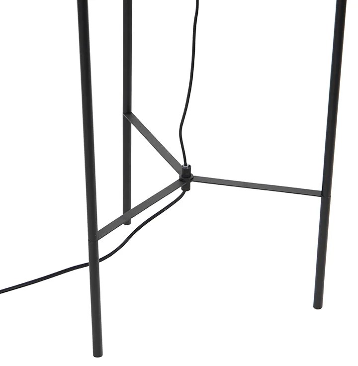 Интелигентна подова лампа черна с WiFi A60 опушено стъкло - Bliss