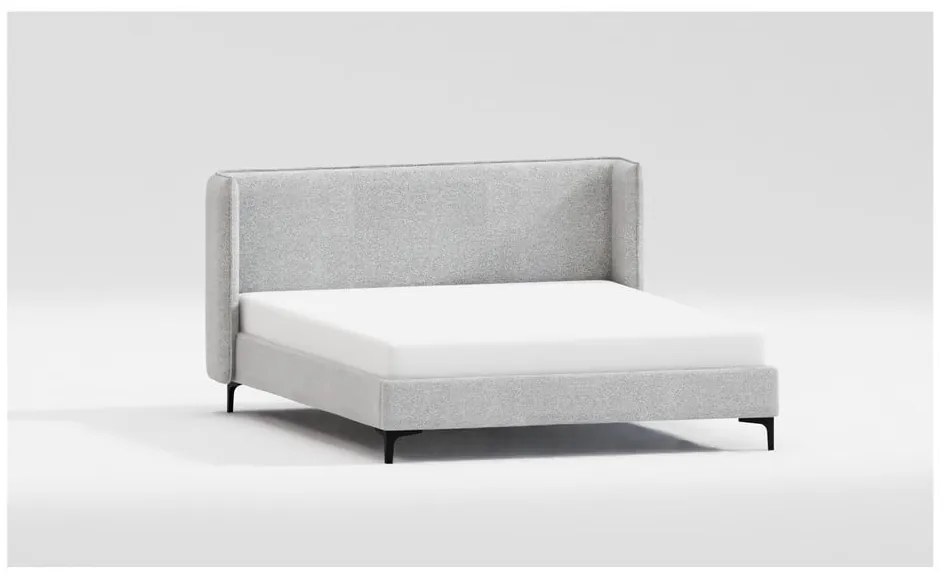 Сиво двойно тапицирано легло с включена подматрачна рамка 140x200 cm Basti – Ropez