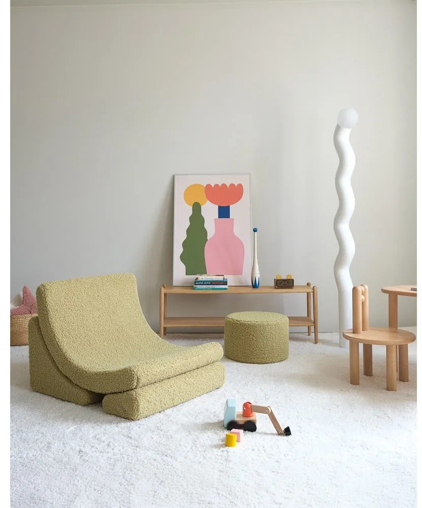 Зелен детски пуф от букле – Wigiwama