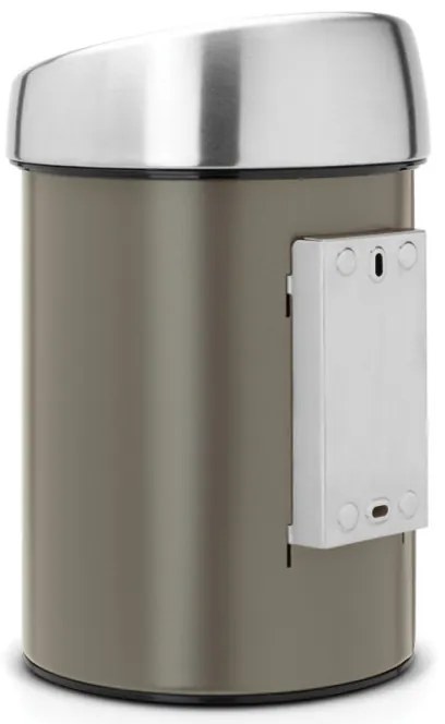 Кош за боклук Brabantia Touch Bin 647215, 3 л, Плавно и безшумно отваряне, Стенен монтаж, Сив