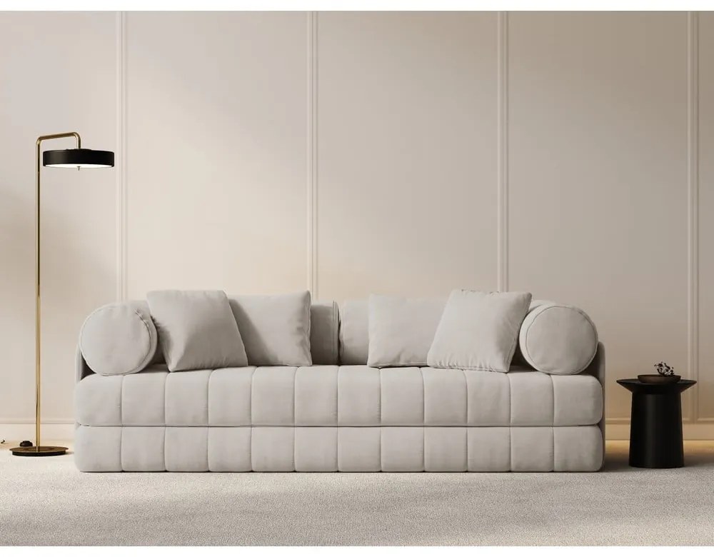 Бежов кадифен сгъваем диван 206 cm Kemi – Cosmopolitan Design