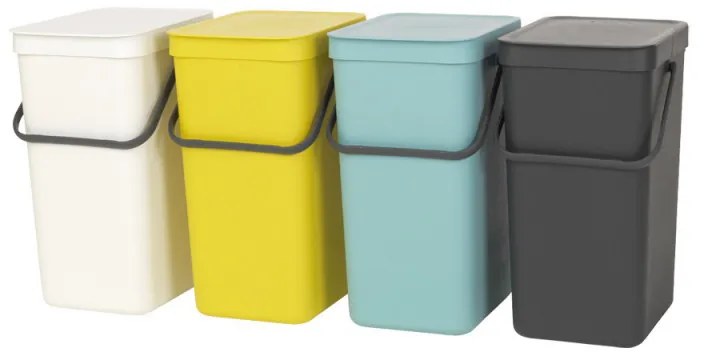 Кош за разделно събиране на боклук Brabantia Sort&Go 648978, 16 л, Дръжка, Възможност за стенен монтаж, Тъмносив