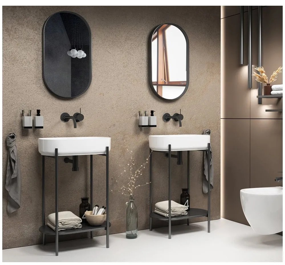 Черна метална стойка за умивалник 40x82 cm Puno – Sapho