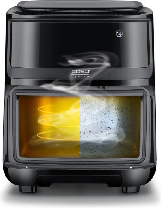 Фритюрник с горещ въздух и пара Caso AirFry & Steam 700, 1700W, 7 л, 10 програми, 60-200°C, Таймер, Прозорец, Напомняне, Черен