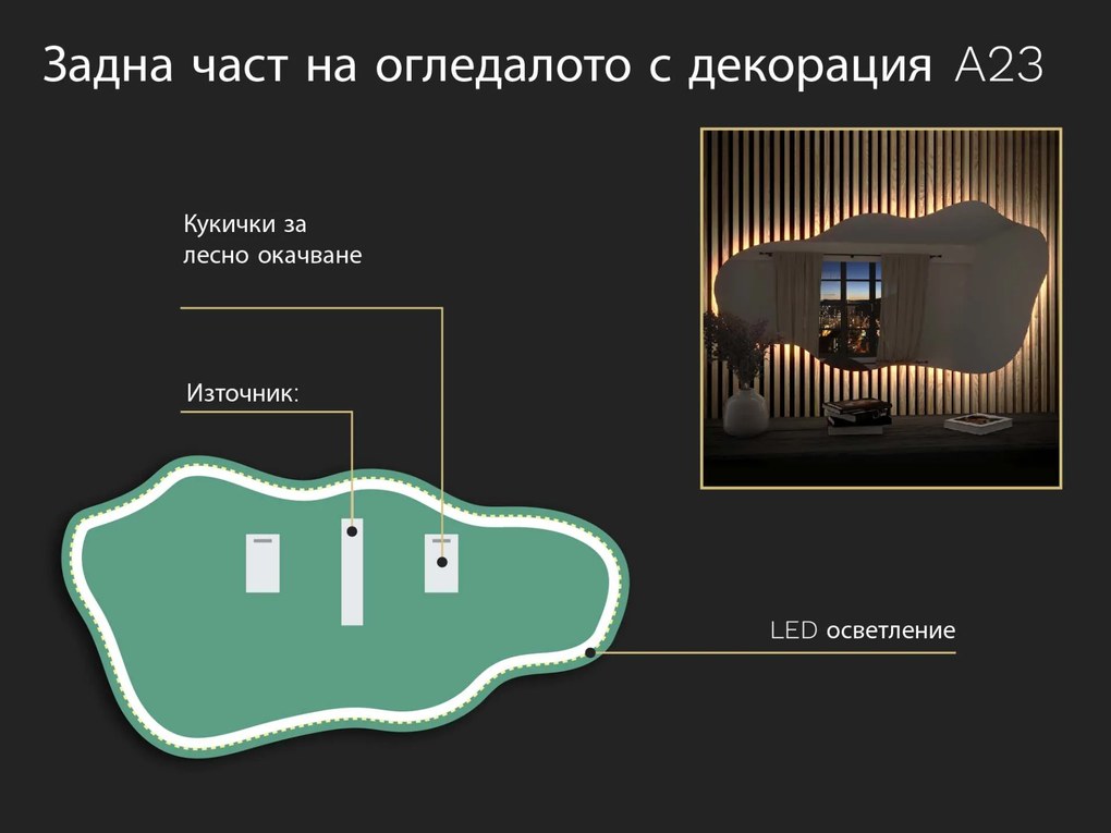 Огледало с органична LED подсветка A23