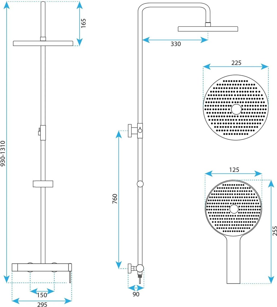 Комплект за душ Rea Foss Clif Brush Gold