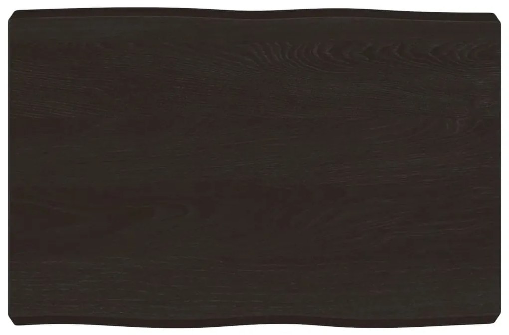 363997 vidaXL Плот за маса тъмнокафяв 60x40x(2-6) см обработен масивен дъб