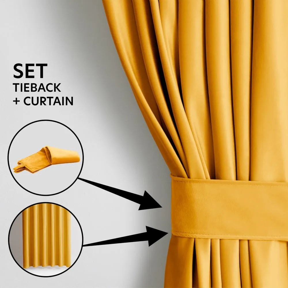 Жълто затъмняващо перде 140x270 cm Pleat – Restilo