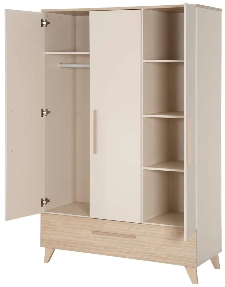 Кремав/в естествен цвят детски гардероб от декор от дъб 118x190x52 cm Sidney – Roba