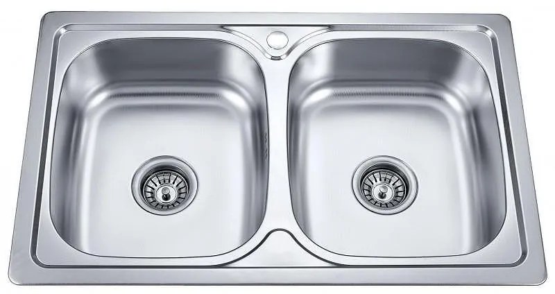 Кухненска мивка ICK 8050 S, неръждаема стомана, двойна, със сифон, 82x62см
