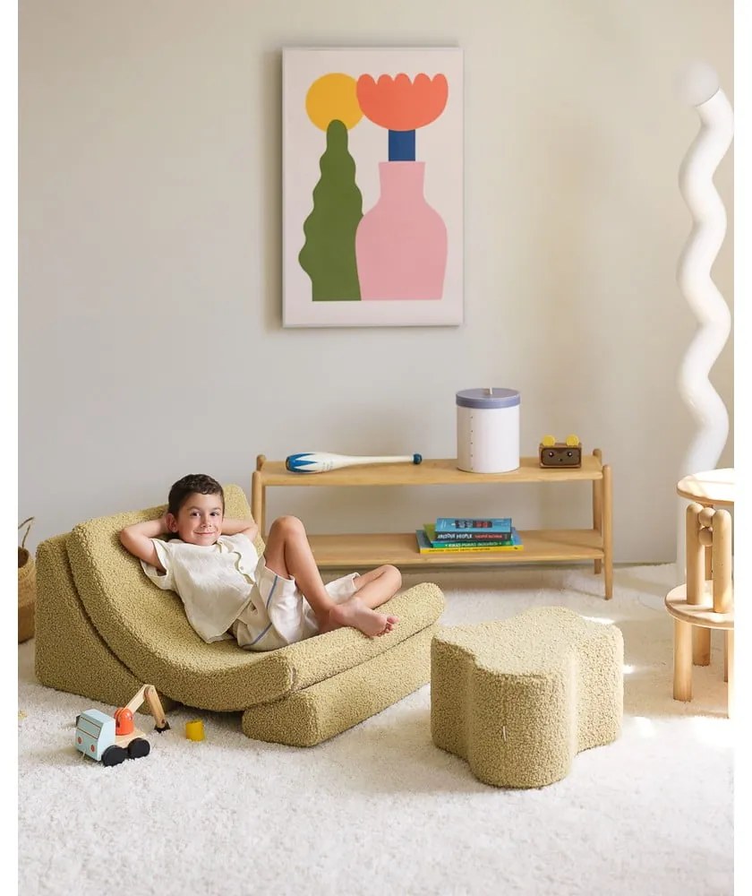 Зелен детски стол от букле Moon – Wigiwama