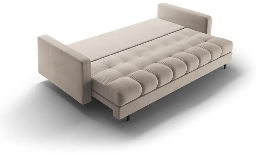 Бежов кадифен разтегателен диван с място за съхранение 222 cm Bali – Cosmopolitan Design